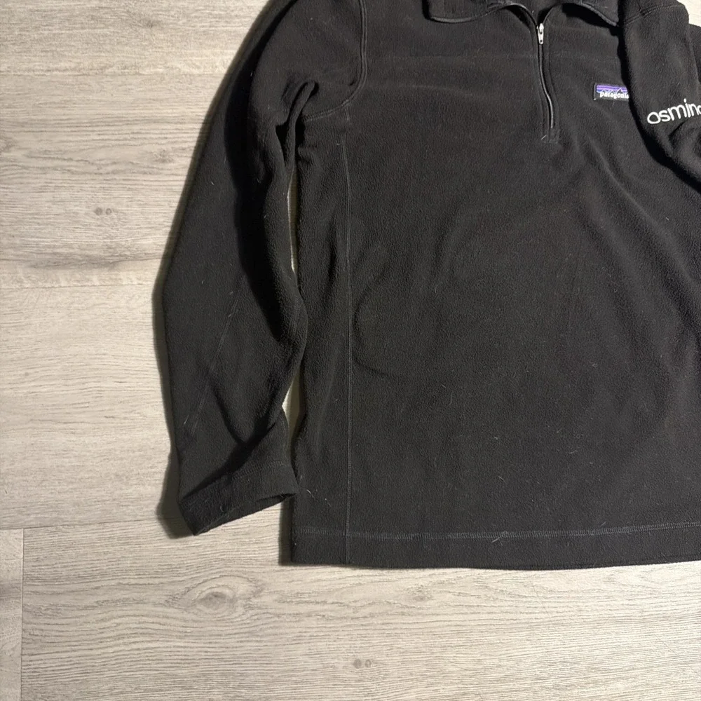 Patagonia Black 1/4 Zip Fleece‎ Pullover Men's Medium OsMind Embroidered